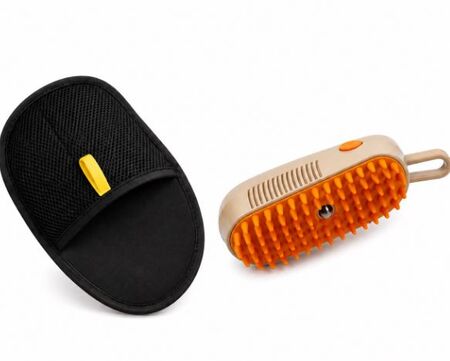 Cepillo mascotas con vapor usb 3 en 1 + Manopla sacapelusa