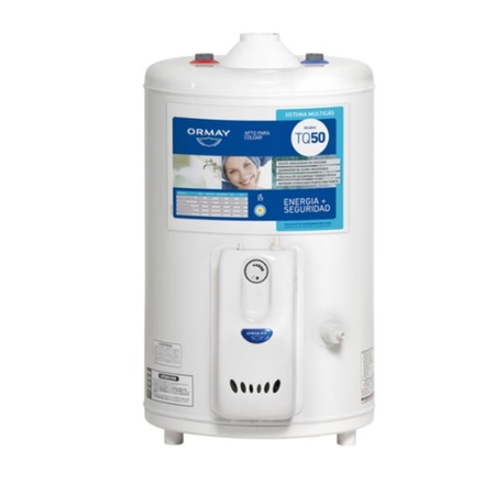 Termotanque Multigas 50lt Conexion Superior Colgar/Pie Tq50 Ormay