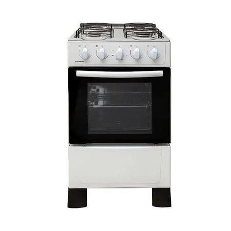 COCINA PEABODY 50 CM MULTIGAS ACERO INOX MESADA PUERTA VIDRIO BLANCA