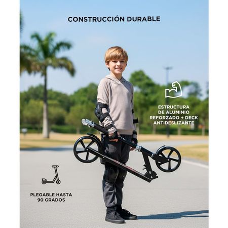 Monopatín Negro Gadnic City Plegable de Alumino Niños y Adultos Hasta 90kg Ruedas 200mm