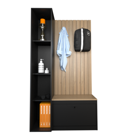 MUEBLE PERCHERO RECIBIDOR CON VARILLADO PARED Y ZAPATERO