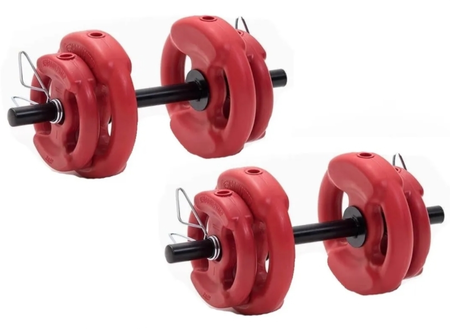 Set de Mancuerna con topes + 14 Kg en Discos con Manija