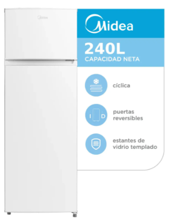 Heladera Midea Top Mount 240L MDRT333FGE01A Blanca