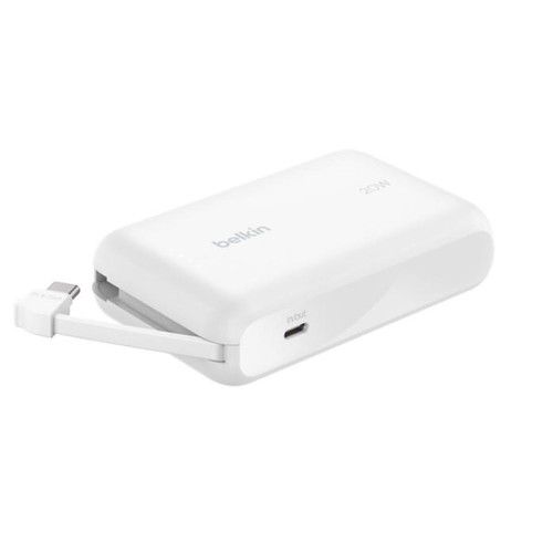 Power Bank Belkin with 20W PD + Integrated USB-C Cable 10K Blanco - Vista 1