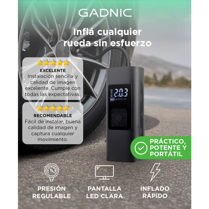 Inflador Portatil Gadnic Bateria Auto 6000mah - Vista 2