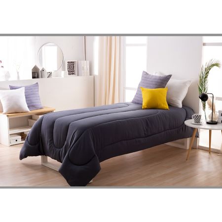 Acolchado Oro Reversible Casablanca 1 Y 1/2 Plaza Gris Oscuro