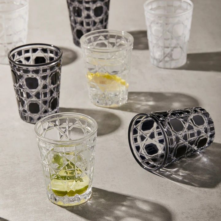 Set 6 Vasos Sakura 300ml Winterfell Negros Vidrio Labrado Negro - Vista 2