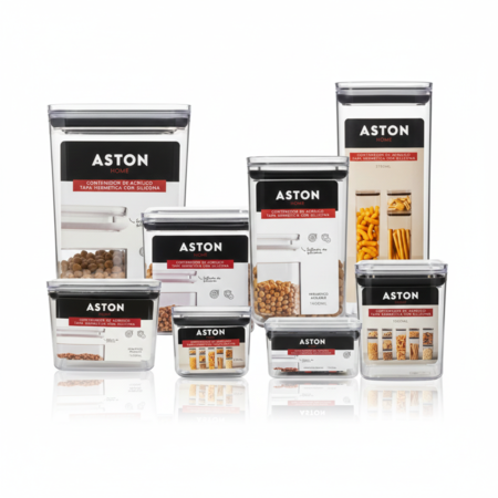 Set x 8 Tapers Contenedores Herméticos Apilable Acrílico Aston