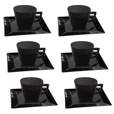 Cuadrado Negro - Set X 6 Tazas De Te Con Plato 200 Cc