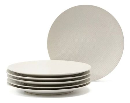 Set 6 Platos Playos Kiki 27cm Off White Porcelana Vajilla Beige