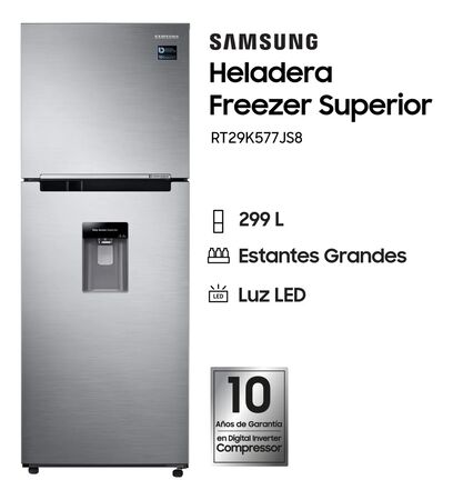 Heladera Samsung Rt29k577js8 Inverter 299l Dispenser Inox