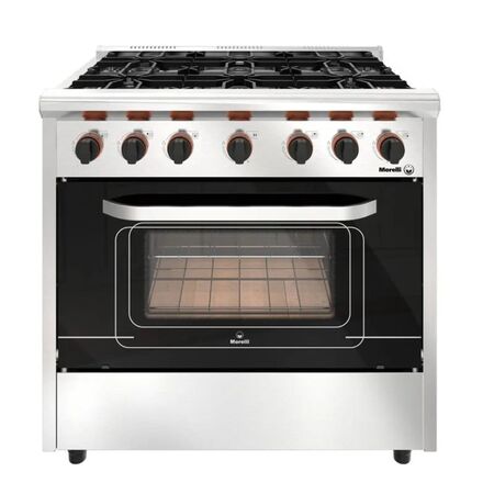 Cocina Morelli 18037 Country 900 M-Gas 6 Hornallas Con Visor Acero inoxidable