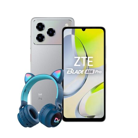 Combo ZTE A56 Pro 12+128GB Grey + Auriculares Vincha Dekkin Gato Verde LED