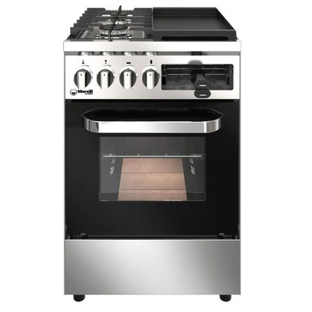 Cocina A Gas Industrial Acero Inoxidable P.Vidrio 55 Cm-2 H Morelli 16374 Ex Acero Multigrill