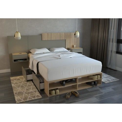 Box de Cama DS Home 1,60 m 4 Cajones 1 Puerta Olmo Gris 203x33x162 cm - Vista 2