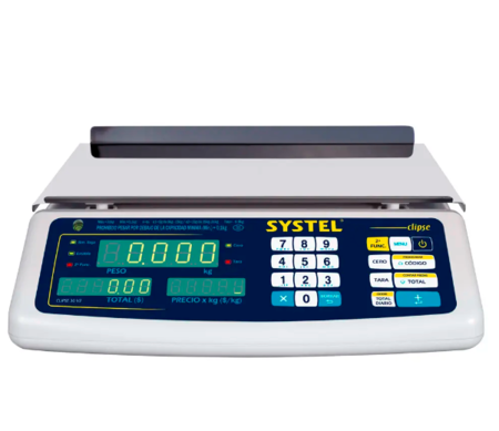 Balanza Comercial Systel Clipse Bateria 5kg Bandeja Acero Inox 200 Artículos