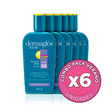 Protector Solar Dermaglos Fps 50+ Emulsión Piel Sensible X6
