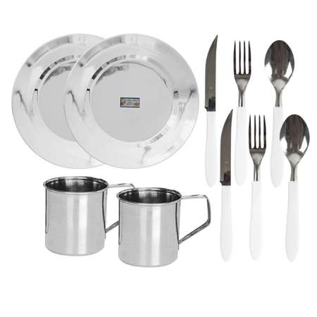 Set X 2 Vajilla Aire Libre Acero Inoxidable