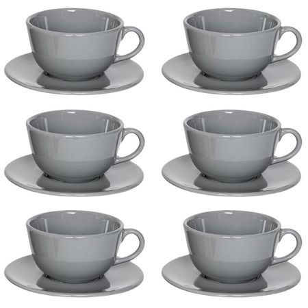 SET X 6 TAZAS DE TE 200CC CON PLATO UNNI GREY OXFORD