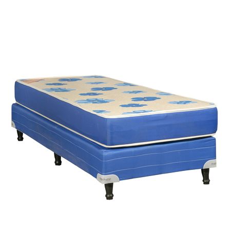 Sommier y Colchon Maxiking Hotelero 1 Plazas  80x190x18 de Espuma Tela de Sabana Resistente