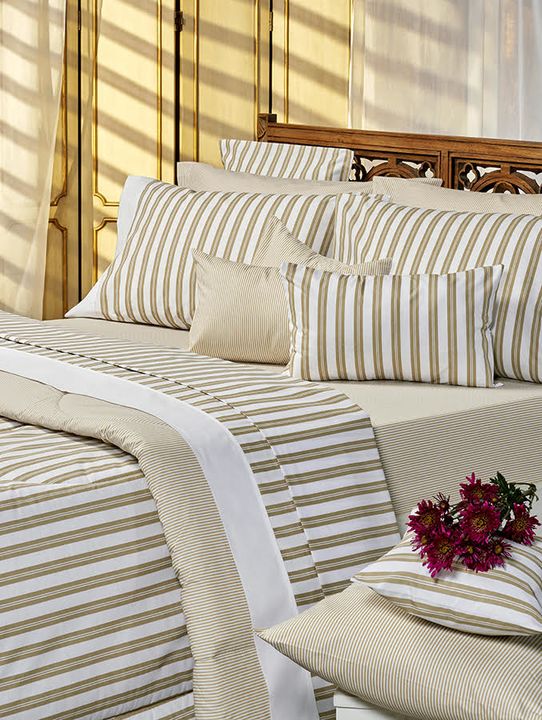 Juego de Sábanas Danubio Stripes BEIGE 144 Hilos Queen - Vista 1