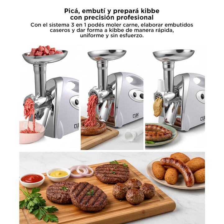 Picadora de Carne Cuk By Gadnic P90 Eléctrica 3 en 1 400W 80kgh (Negro) - Vista 4