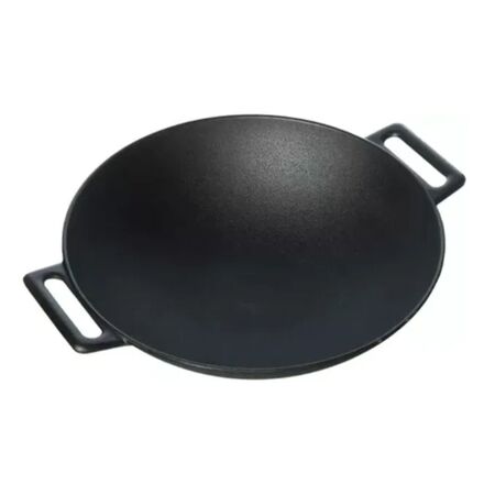 Wok De Hierro BBQ Grill De Fundición Con Asas 3.5 Lts Negro