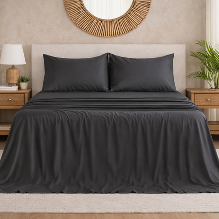 Sabanas Lisas 4 piezas cotton touch King Gris Oscuro