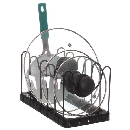 Organizador Soporte Tapas Ollas Sartenes Pizzeras Cocina Metaltru Negro