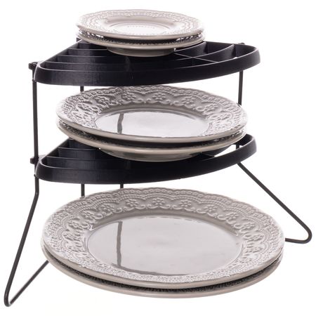Organizador Estante Rack Esquinero Cocina Platos Metaltru Negro