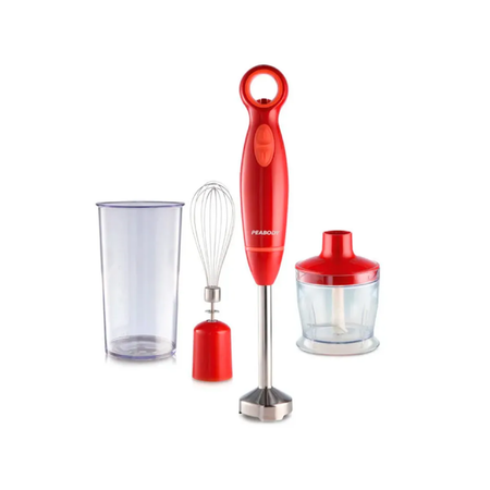 LICUADORA DE MANO PEABODY CON ACCESORIO PICADOR 600W ROJA