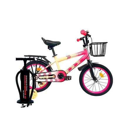 Combo Bicicleta Niña Randers Rodado 16 Rosa + Inflador Intex Double Quick