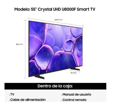 Smart Tv 4k Uhd 55'' Samsung U8000f Un55u8000f Hdr10+ Tizen - Vista 4
