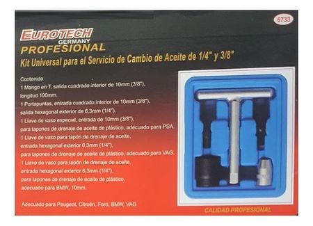 Kit Eurotech de Tapones para Cambio de Aceite 1/4 y 3/8 Pulgada