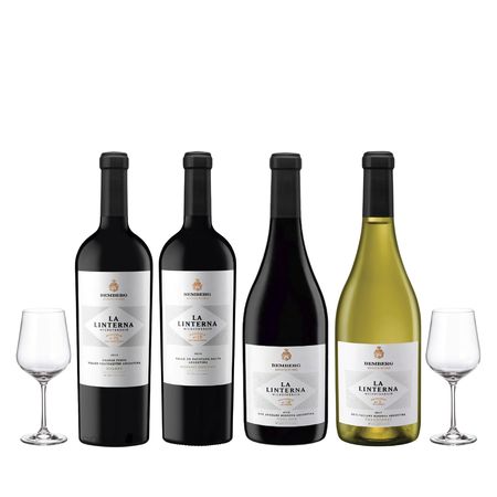 Set Vinos Tintos Bemberg Seleccion x 4 y 2 Copas Con Estuche