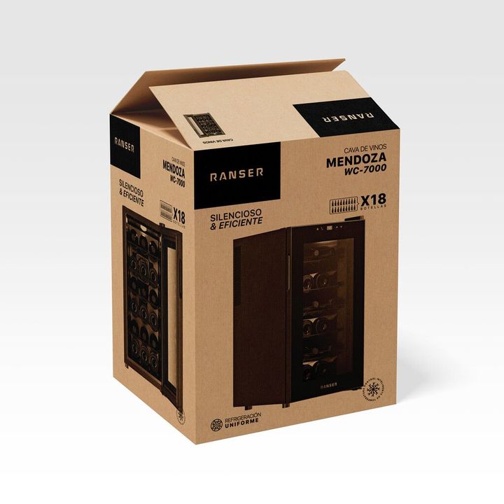 Cava de Vino Termoeléctrica 18 Botellas RANSER WC-7000 MENDOZA 11 °C a 18 °C Negro - Vista 6