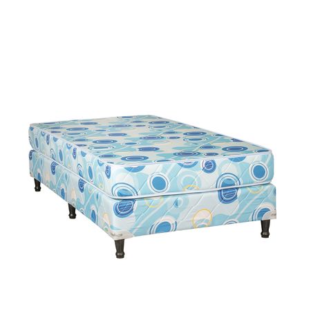 Sommier y Colchon Maxiking Super Familiar 1 Plaza y Media 100x190x18cm Espuma Flexible Tela de Sabana Resistente