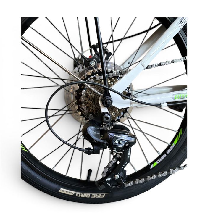 Bicicleta Plegable Fire Bird Rect _Blanco-Verde _Cuadro de acero _Freno a disco _6vel _ Rodado 20” - Vista 2
