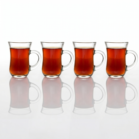 Set x 4 Tazas Vidrio Jarrito Vaso Con Manija 140 ml Aston