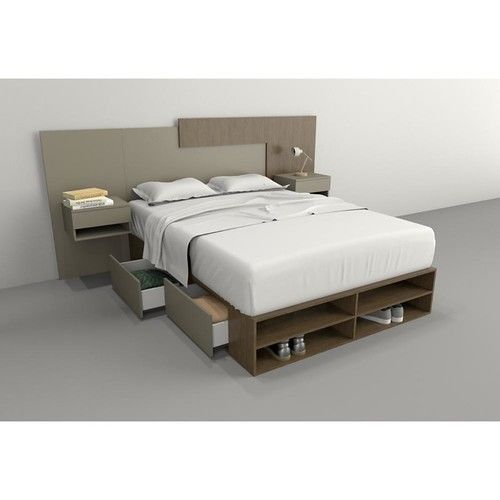 Box de Cama DS Home 1,60 m 4 Cajones 1 Puerta Nogal Gris 203x33x162 cm - Vista 2