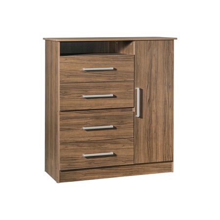 Comoda Chiffonier TV Nogal 1 Puerta 4 cajones Reforzada Maximo Venezia