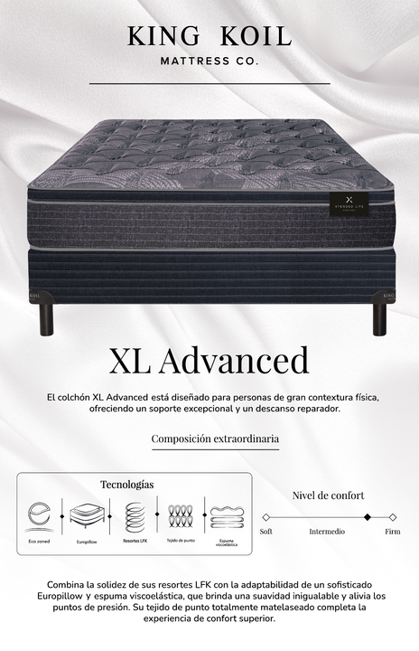 Colchon King Koil XL Advanced King Size 180x200cm De Resortes LFK Con Pillow Viscoelastico + Almohada de Regalo - Vista 3