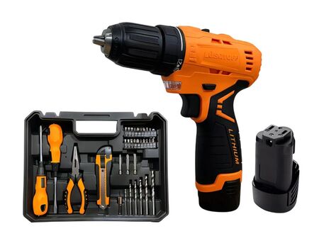 TALADRO ATORNILLADOR BATERIA 12v NARANJA (TAL12-8A)