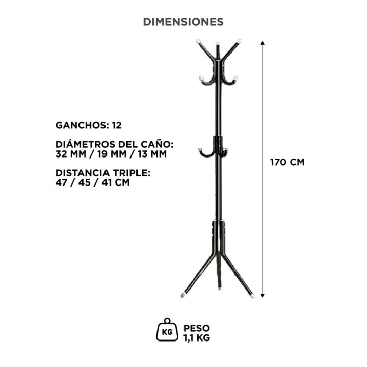 Perchero Negro Gadnic para 12 Prendas - Vista 6