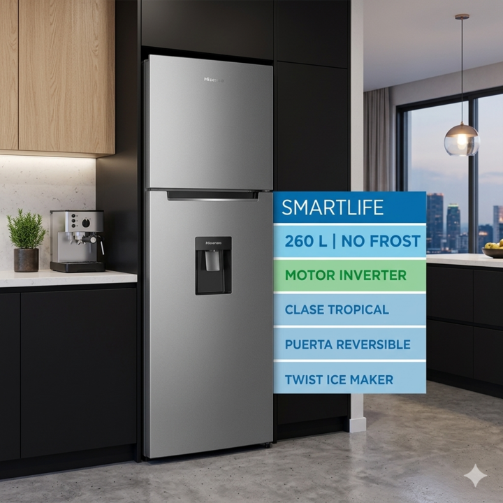 HELADERA SMARTLIFE RNF270SDINV NO FROST INVERTER TROPICAL 260LTS - Vista 1