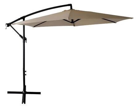 Sombrilla Jardin Lateral Banana Natural Con Base 3 Metros Color Beige Lisa Circle Line