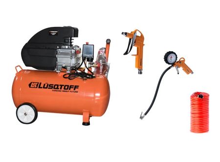 Compresor 25l Lusqtoff Lc-2025bk 2hp 50 Hz + Kit De Pintura