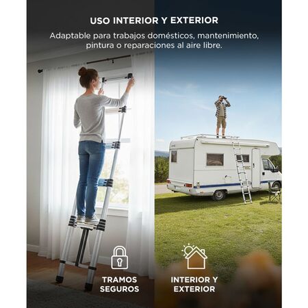 Escalera Telescópica Gadnic De Aluminio Extensible 5 Metros  