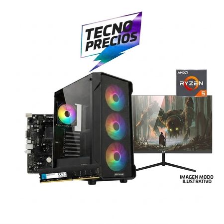 PC GAMER RYZEN 5 5600GE DDR4 16GB SSD 240GB FUENTE 80 PLUS + MONITOR 24 "SE ENTREGA CON SISTEMA"