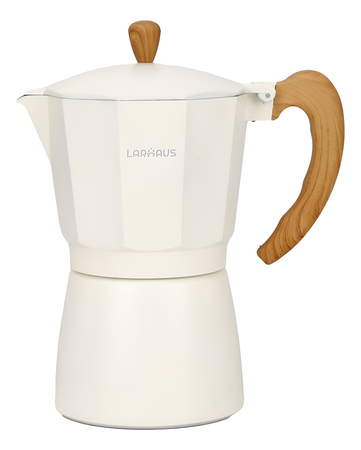 Cafetera Italiana Apta Induccion Larhaus 9 Pocillos Aluminio Crema